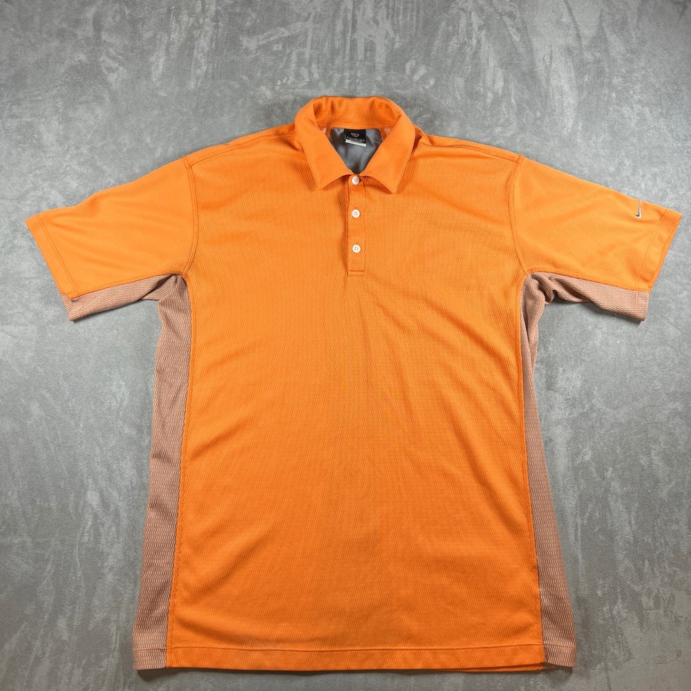 Nike Golf Fit Dry Polo Shirt Mens XL Orange Mesh Panel Short Sleeve